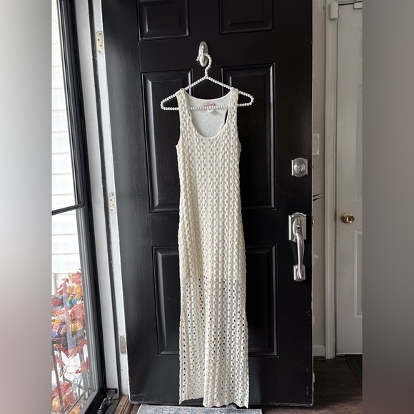 Body Central Cream Crochet Knit Sheer Maxi Dress Size M - Picture 3 of 9